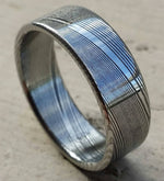 Damascus steel ring polished &quot;WOODGRAIN&quot;! Dark etch damasteel mens rings mens wedding rings mens rings