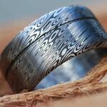 Stainless steel Damascus (deep etch) &quot;dark coral&quot; 10-12mm Customizable ring! Damascus steel ring, damascus ring, genuine damascus