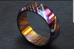 Solid Timascus ring 7-8mm ring  timascus ring, mokuti ring chamfered ring colorful ring wedding band