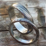 Genuine Damascus ring set Stainless steel Damascus  &quot;TRADITIONAL&quot; dark leaf pattern rings! Damascus steel ring his and hers set