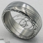 8mm Damascus steel ring Stainless steel Damascus damasteel &quot;dark leaf&quot; Customizable ring! Darker color etch. Mens wedding band mens rings