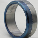 Titanium &  Damascus steel ring-  stainless damasteel titanium ring, mens wedding band, mens rings , blue ring, wedding rings