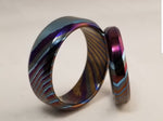 LIMITED EDITION** beveled edge Solid Black Timascus zrti ring set 2 rings 3mm-9mm wide timascus ring, mokuti ring  black timascus ring