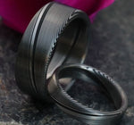 Two Genuine Damascus ring set Stainless steel Damascus  &quot;TRADITIONAL&quot; woodgrain pattern rings! Damascus steel ring his and hers set