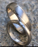 Two Genuine Damascus ring set Stainless steel Damascus  &quot;TRADITIONAL&quot; woodgrain pattern rings! Damascus steel ring his and hers set