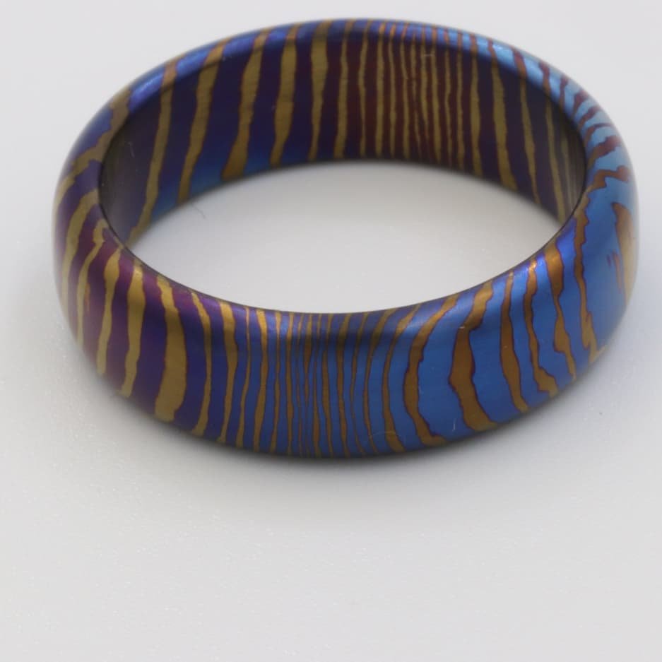 Solid Timascus &quot;675 tiger&quot; ring 6.75mm wide timascus ring, mokuti ring tiger ring