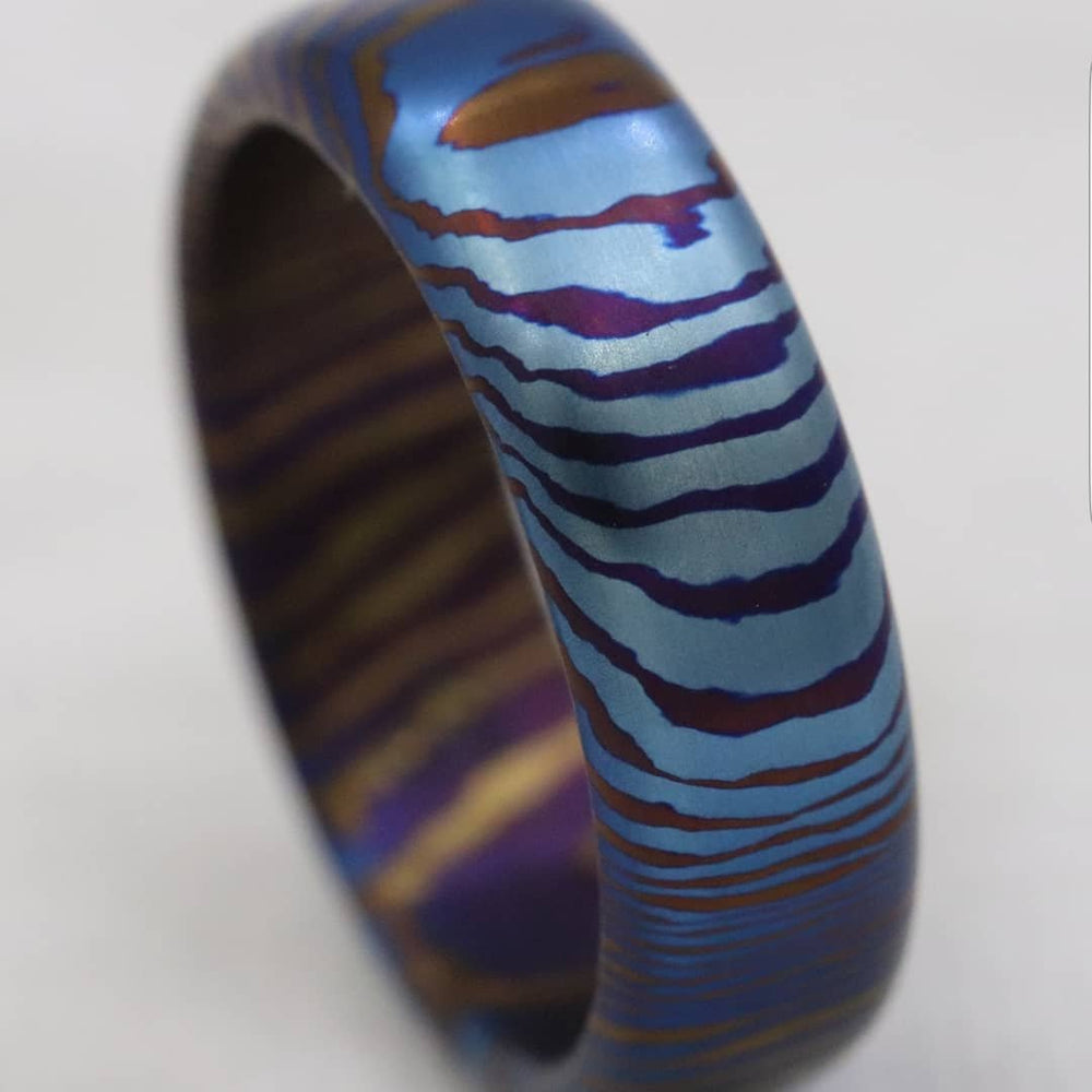 Solid Timascus &quot;675 tiger&quot; ring 6.75mm wide timascus ring, mokuti ring tiger ring