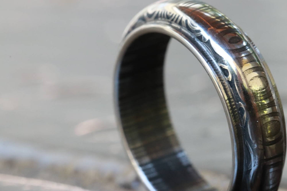Stainless Damascus damasteel ring rustic antique ring hypoallergenic mens wedding band
