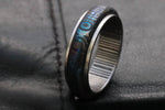 Stainless Damascus &quot;traditional -black & blue twist&quot;   Customizable ring! Mens wedding band damascus steel ring, mens rings