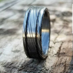 Damascus steel ring - Stainless steel Damascus &quot;LEAF&quot; Customizable ring! Dark/ color etch / double grooved damasteel weddingband mens rings