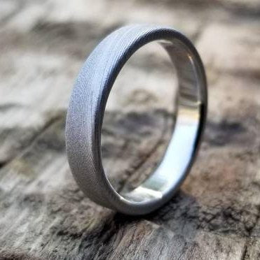 Stainless steel Damascus ring sandblasted  &quot;WOODGRAIN&quot; pattern, damascus steel ring,  damascus ring Customizable mens damasteel ring