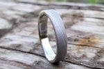 Stainless steel Damascus ring sandblasted  &quot;WOODGRAIN&quot; pattern, damascus steel ring,  damascus ring Customizable mens damasteel ring