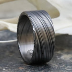 10mm Damascus steel ring Stainless Damasteel &quot;dark leaf&quot; Customizable ring! Darker color etch. Damascus steel ring mens rings wedding band