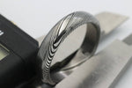 Damascus steel ring - Stainless steel Damascus 5.25mm dark etch&quot;TRADITIONAL&quot; wood-grain patern (polished finish) ring!