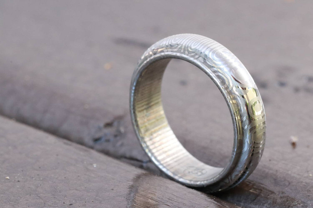 Damascus steel ring, stainless damasteel,mens  rings, hypoallergenic mens wedding band 6mm ring