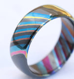 LIMITED EDITION***DARK Black ZrTi ring 8mm (semi-polished) timascus ring, mokuti ring, colorful ring, darkti, Zirconium, black timascus