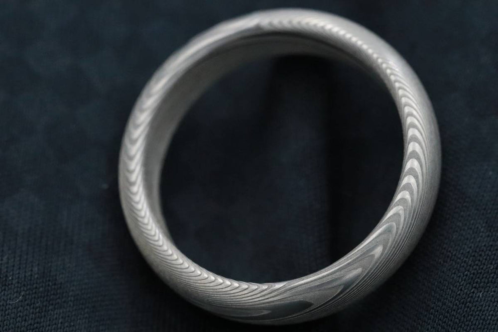 Damascus steel ring Stainless steel Damascus 5.25mm &quot;TRADITIONAL&quot; wood-grain disgn (natural finish) ring! Mens wedding band wedding rings
