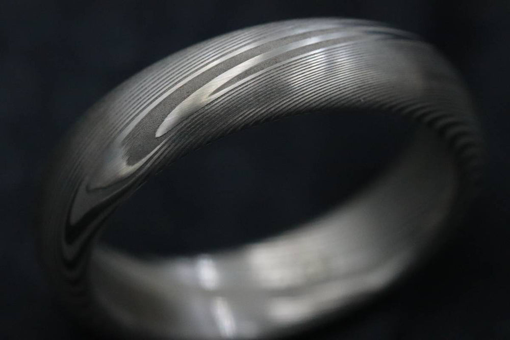 Damascus steel ring Stainless steel Damascus 5.25mm &quot;TRADITIONAL&quot; wood-grain disgn (natural finish) ring! Mens wedding band wedding rings