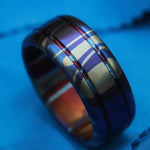 LIMITED EDITION*** &quot;The Chip&quot;Mokuti Timascus ring 8-10mm wide timascus ring, mokuti ring titanium ring mens ring doubled mens ring