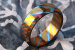Solid Timascus ring 7-8mm ring  timascus ring, mokuti ring chamfered ring colorful ring wedding band