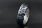 New*8mm Black Timascus / mokuti & Stainless Damascus steel &quot;bamboo&quot; pattern timascus ring,black timascus ring, mokuti ring dark-ti zrti ring