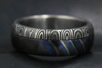 New*8mm Black Timascus / mokuti & Stainless Damascus steel &quot;bamboo&quot; pattern timascus ring,black timascus ring, mokuti ring dark-ti zrti ring