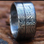 Stainless steel Damascus (deep etch) &quot;dark coral&quot; 10-12mm Customizable ring! Damascus steel ring, damascus ring, genuine damascus