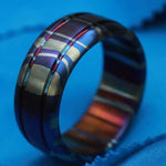 LIMITED EDITION*** &quot;The Chip&quot;Mokuti Timascus ring 8-10mm wide timascus ring, mokuti ring titanium ring mens ring doubled mens ring
