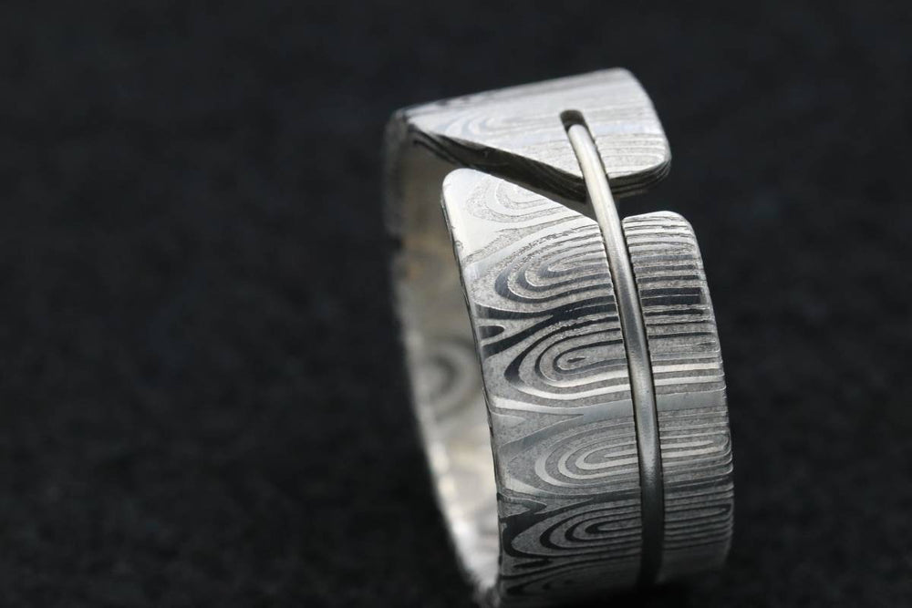 Damascus hybrid handmade ring damasteel men's ring customizable ring wedding band