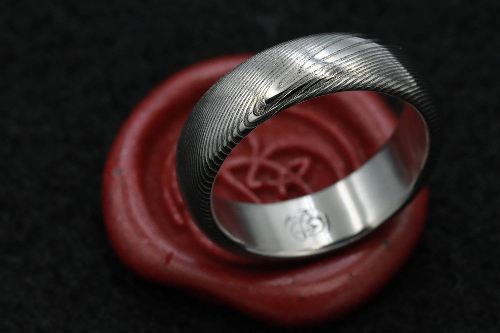 Damascus ring Stainless steel Damascus &quot;WOODGRAIN&quot; Customizable ring! Med /light color etch damascus steel ring wooden ring woodgrain ring