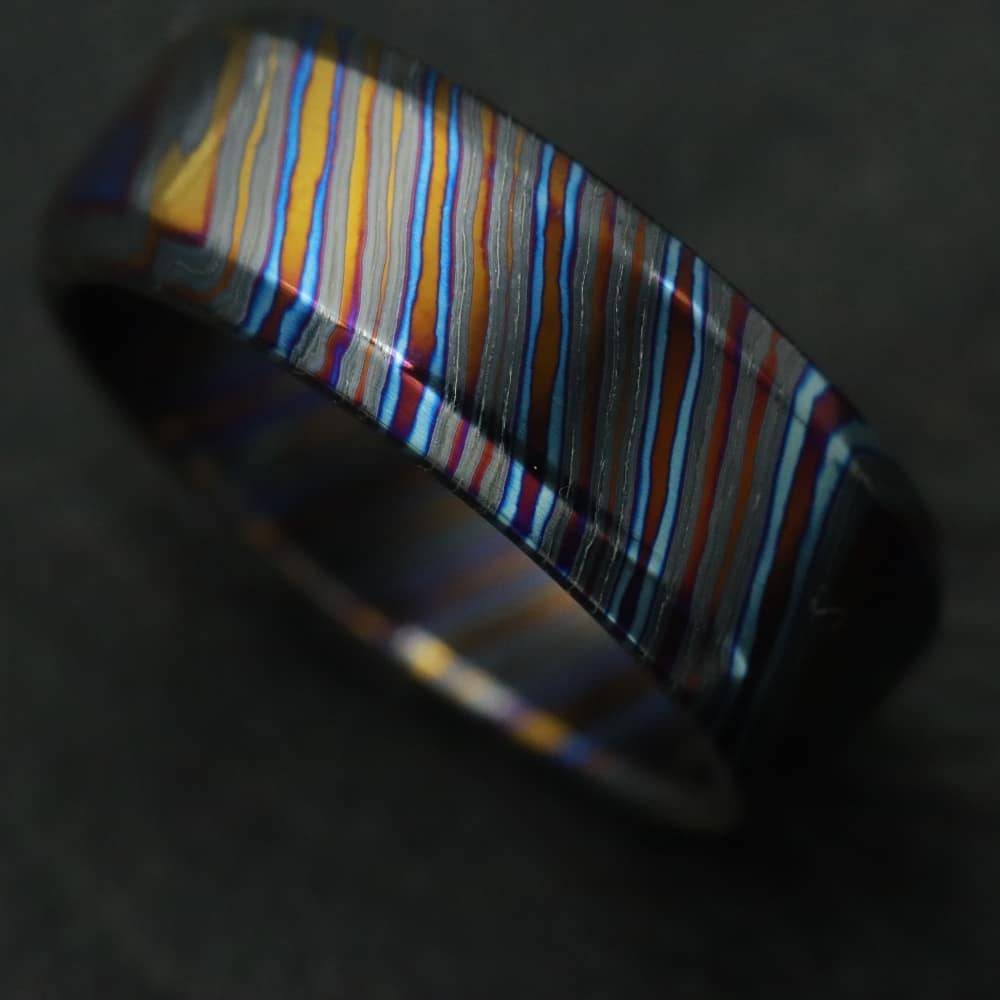 LIMITED EDITION customizable 8mm ring chamfered edge Solid Black Timascus ring 3mm-9mm wide timascus ring, mokuti ring (polished finish)