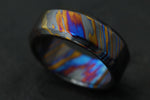 LIMITED EDITION customizable 8mm ring chamfered edge Solid Black Timascus ring 3mm-9mm wide timascus ring, mokuti ring (polished finish)