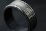 8mm wide Platinum and white gold and damasteel stainless damascus Zirconium lined 14k or 18k customizable ring mens wedding bands Gold rings