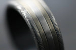 8mm wide Platinum and white gold and damasteel stainless damascus Zirconium lined 14k or 18k customizable ring mens wedding bands Gold rings