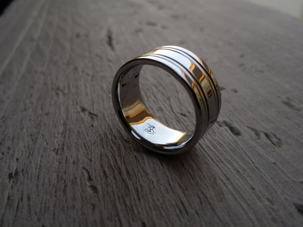 21 &quot;DUPLEX&quot; handmade stainless steel ring (not casted) hypoallergenic mens rings wedding band mens jewelry ring