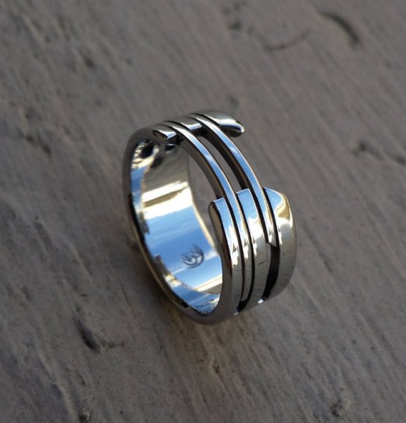 32 &quot;CARCAJOU&quot; handmade stainless steel ring (not casted) hypoallergenic mens rings wedding band mens jewelry