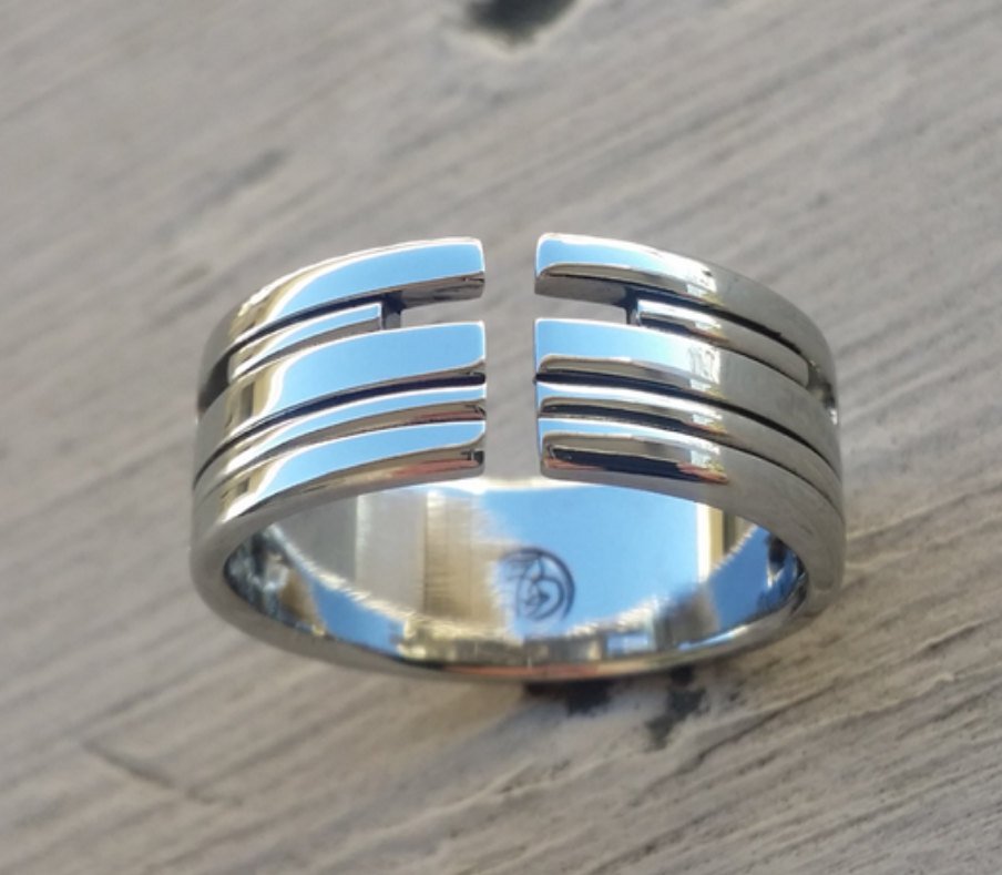 06 &quot;AMOUR&quot; handmade stainless steel ring (not casted) cross ring, calvary
