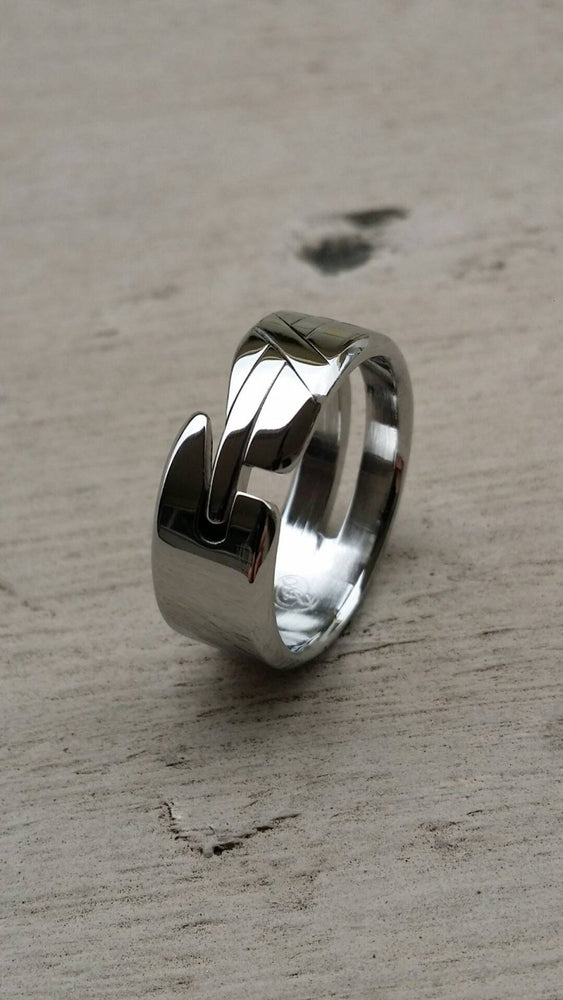 27 &quot;LOAM&quot; handmade stainless steel ring (not casted) hypoallergenic ring, cross ring