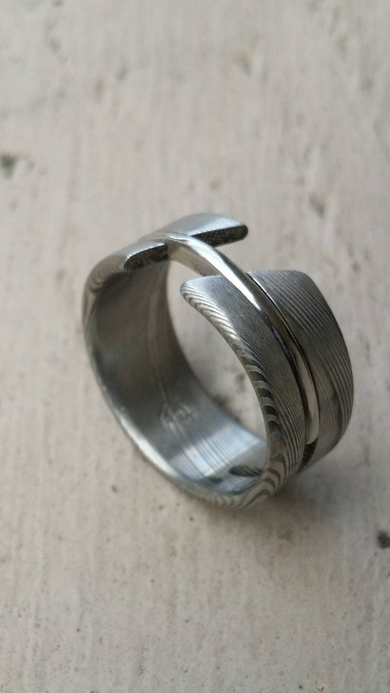 Stainless steel Damascus  &quot;DEBONAIR&quot; handmade ring