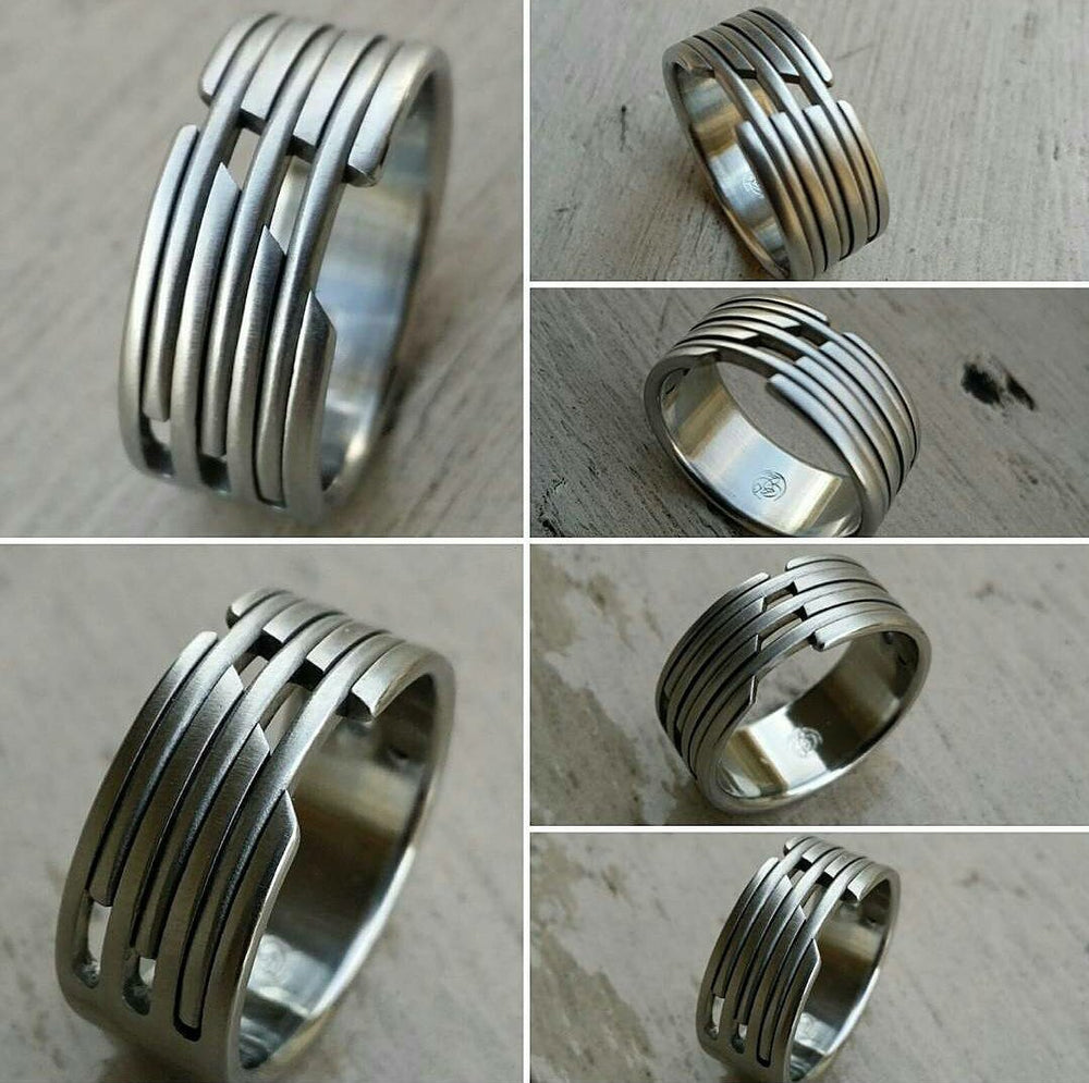 19 &quot;CHIC&quot; handmade stainless steel ring (not casted) hypoallergenic mens rings wedding band mens jewelry