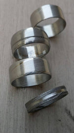 Damascus ring Stainless steel Damascus &quot;WOODGRAIN&quot; Customizable ring! Med /light color etch damascus steel ring