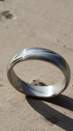 Damascus steel ring Stainless steel Damascus 5.25mm &quot;TRADITIONAL&quot; wood-grain disgn (natural finish) ring! Mens wedding band wedding ring